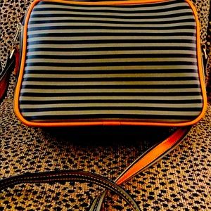 NWOT Coated-canvas striped crossbody w detachable strap